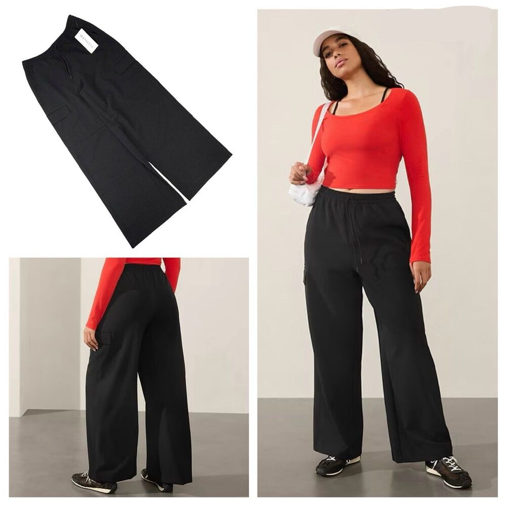 Athleta Women's Medium M Promenade High Rise Cargo Pant Black NEW! NWT 472171